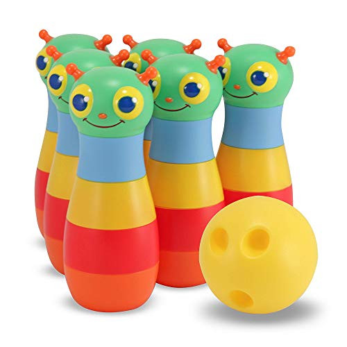 Melissa & Doug Sunny Patch Happy Giddy Bowling Set With 6 Pins, Bowling Ball, and Storage Bag (Renewed)