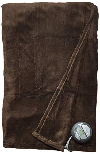 Sunbeam Heated Blanket | Microplush, 10 Heat Settings, Walnut, Twin (Renewed)