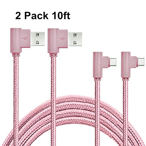 Type C Cable, Asstar 2 Pcs 10ft Right Angle 90 Degree Nylon Braided Cord USB Type A to C Charger for Samsung Galaxy S8/S8+, Google Pixel XL, LG G5/G6/V20, ZTE Zmax Pro Z981, HTC 10, Nexus 6P 5X Type C Cable, Asstar 2 Pcs 10ft Right Angle 90 Degree Nylon Braided Cord USB Type A to C Charger for Samsung Galaxy S8/S8+, Google Pixel XL, LG G5/G6/V20, ZTE Zmax Pro Z981, HTC 10, Nexus 6P 5X