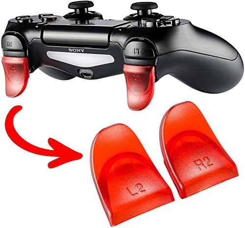 1 Pairs L2 R2 Trigger Extenders Buttons for PlayStation 4 PS4 PS4 Slim Pro JDM-030 Controller ?Transparent Red?