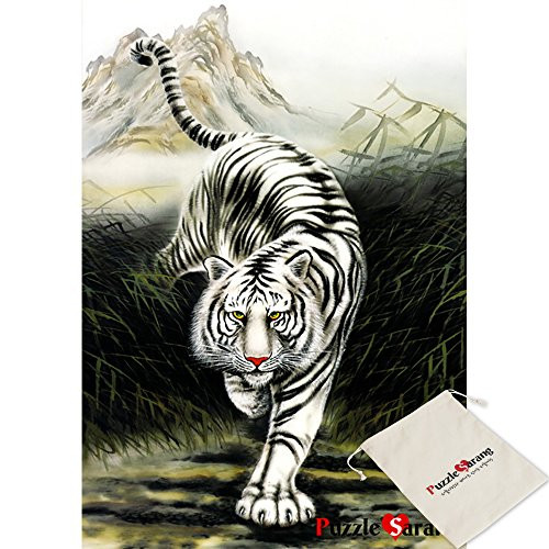 Puzzle Life,Picture Of White Tiger - 1000 Piece Jigsaw Puzzle [Pouch Included]