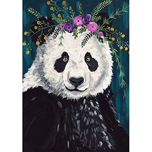 Full Drill 5D Square Diamond Painting Kit, Cute Panda Flowers DIY Rhinestone Embroidery Cross Stitch Arts Craft for Home Wall Decor