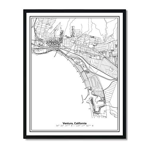 Susie Arts 11X14 Unframed Ventura California Metropolitan City View Abstract Street Map Art Print Poster Wall Decor V338