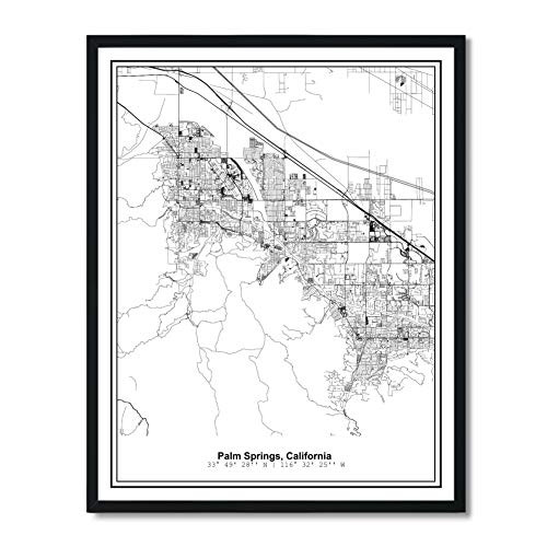 Susie Arts 11X14 Unframed Palm Springs California Metropolitan City View Abstract Street Map Art Print Poster Wall Decor V357