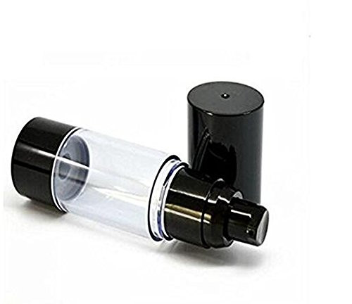 erioctry 3PCS 30ML Airless Pump Bottle-Empty Refillable Empty Black Airless Lotion Cream Pump Plastic Container Cosmetic Bottle Travel Bottles Toiletries Liquid Container (30ML)