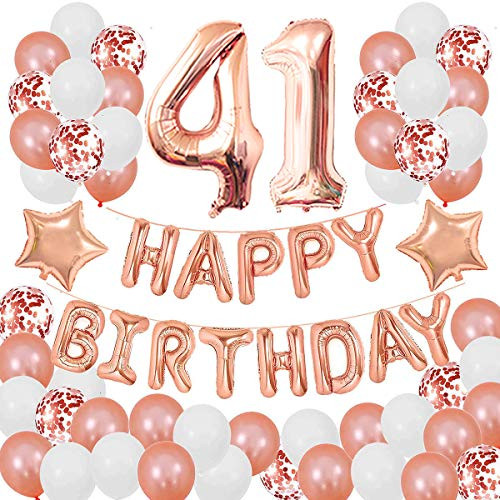Succris 41ST Birthday Decorations for Girls and Women 41ST Birthday Decorations 41 Years Old Birthday Party Supplies Happy Birthday Banner Rose Gold Confetti Balloons Rose Gold Succris 41ST Birthday Decorations for Girls and Women 41ST Birthday Decorations 41 Years Old Birthday Party Supplies Happy Birthday Banner Rose Gold Confetti Balloons Rose Gold