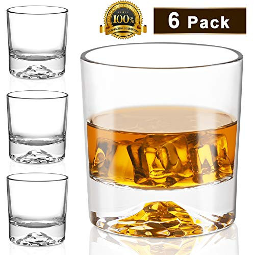 Whiskey Glasses - Premium 10 Ounce Scotch Glasses Set of 6 /Old Fashioned Whiskey Glasses/Style Glassware for Bourbon/Rum glasses/Bar Tumbler Whiskey Glasses (2020 NEWEST DESIGN)