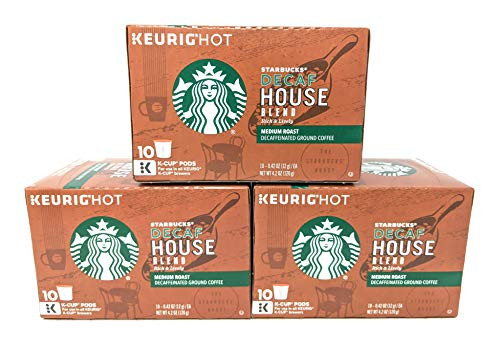 Starbucks Decaf House Blend Medium Single Serve K-Cup Coffee Pods, 4.2 Ounce (Pack of 3)