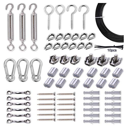 String Light Hanging Kit Outdoor Lights Suspension Kit 164ft Black Vinyl-Coated Stainless Steel Guide Wire Cable Turnbuckle Hooks String Light Hanging Kit Outdoor Lights Suspension Kit 164ft Black Vinyl-Coated Stainless Steel Guide Wire Cable Turnbuckle Hooks