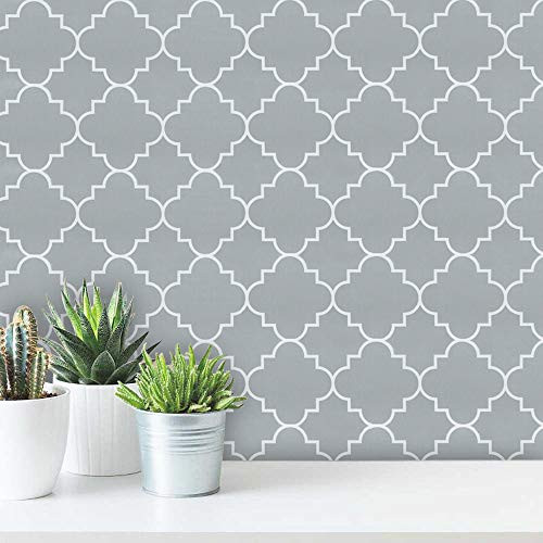 Guvana Silver Gray Trellis Wallpaper Contact Paper Removable Wallpaper Peel and Stick Wallpaper Self Adhesive 17.7"?197" Modern Waterproof Contact Paper for Wall Livingroom Bedroom Cabinets Decor