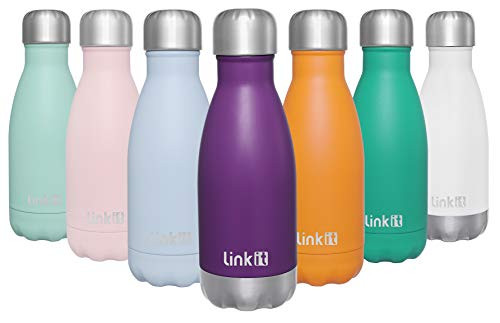 Linkit 9oz Kids Water Bottle - Stainless Steel Vacuum Insulated Thermos - Leakproof Double Wall Sports Flask - Violet