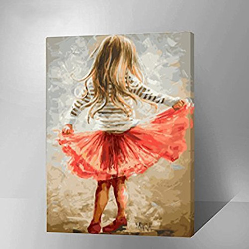 MADE4U [Figure Series 2] [20"] [Thicker (1")] [Wood Framed] Paint By Numbers Kit with Brushes and Paints (Lively Girl GX9256)
