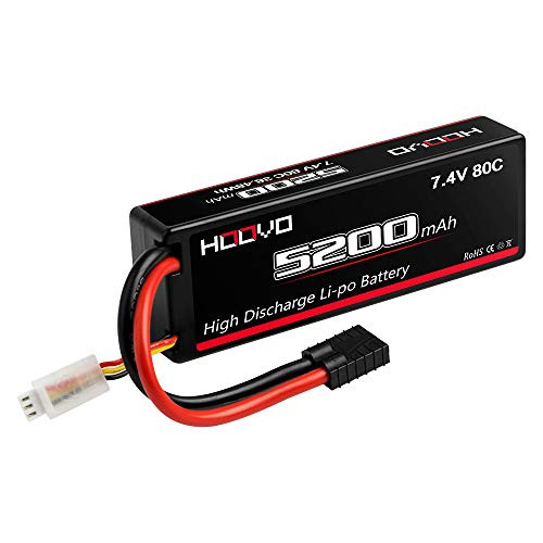 HOOVO 2S 7.4V 5200mAh 80C Lipo Battery Hard Case with Traxxas Plug Connector for RC Car Vehicle Truck Buggy Losi Traxxas Slash Buggy Team Associated