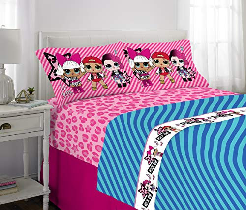 L.O.L. Surprise! Kids Bedding Soft Microfiber Sheet Set, Pink Blue-Full Size 4 Piece Pack
