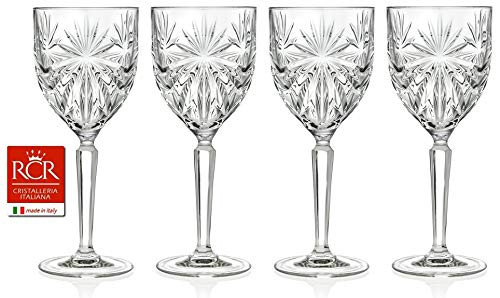 RCR Cristalleria Italiana Crystal Glass Drinkware Set (Wine Goblet (7.80 oz) - 4 Piece)