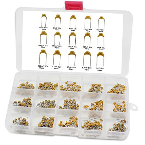 OCR 450Pcs 10pF-100nF Ceramic Capacitor Assortment Kits 15 Values DIP Monolithic Multilayer Ceramic Chip Capacitors