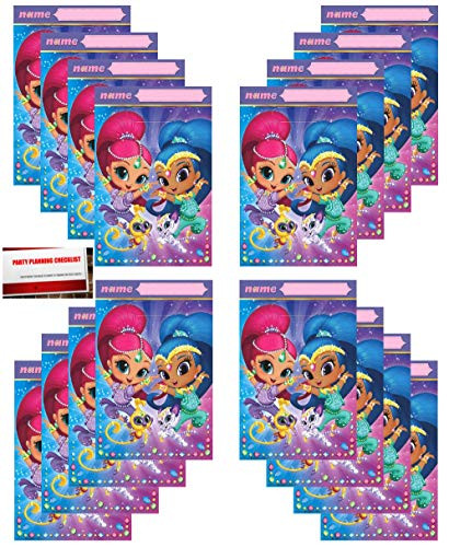 Shimmer and Shine 16 Pack Party Plastic Loot Treat Candy Favor Bags (Plus Party Planning Checklist by Mikes Super Store)