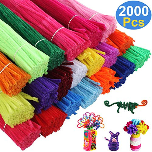 Abuff Pipe Cleaners 2000 Pcs in 20 Assorted Colors, 12 inch Craft Chenille Stems for Kids DIY Art Craft Projects and Decorations