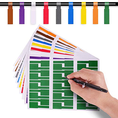 540PCS 9 Color Cable Labels with Mark Pen, Waterproof Cord Labels,Self Adhesive Wire Labels Printable A4 Sheet for Laser Printer and Handwriting Cable Organize
