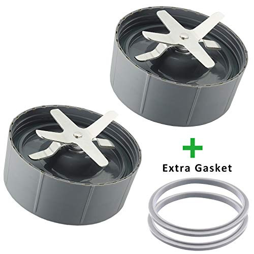 Nutribullet Blender Replacement Parts, 2 Blender Cross Blades & 4 gaskets (2x Extra+2x Pre-installed in blade) with lips Compatible with 600W/900W Blenders