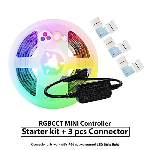 S NMT 6.56ft Smart LED RGBCCT LED Strip Light Set Works with Hue Bridge,Lightify Hub and Amazon Echo Plus for APP/Voice Control ZigBee Mini Controller +5V LED Light Strip +3 Connector Not Waterproof