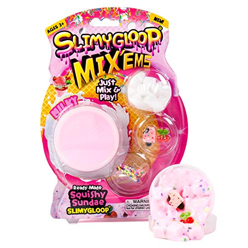 Slimygloop Mix'Ems by Horizon Group - Squishy Sundae, Mix & Create Your Own Gooey, Putty, Pink Slime, with Sparkly Spangles, Ice Cream & Cherry Figurine Add Ins, Multi Slimygloop Mix'Ems by Horizon Group - Squishy Sundae, Mix & Create Your Own Gooey, Putty, Pink Slime, with Sparkly Spangles, Ice Cream & Cherry Figurine Add Ins, Multi