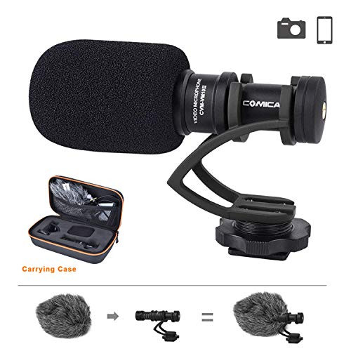 Camera Microphone Comica CVM-VM10II B Super-Cardioid Directional Condenser Video Shotgun Microphone for Canon Nikon, Sony Panasonic Olympus Fuji Cameras,Android Smartphone Mic(with Wind Muff)