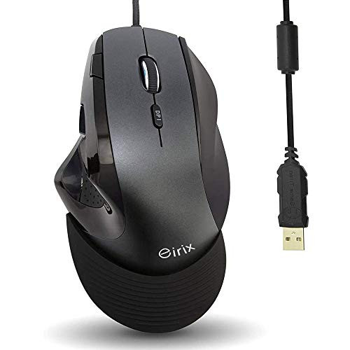 Eirix Ergonomic Vertical Mouse, 2.4GHZ Optical Mouse with USB Reciever and Removable Palm Rest, Adjustable Sensitivity (800/1200/1600/2400 DPI) 9 Buttons for PC Laptop Computer (Wired)