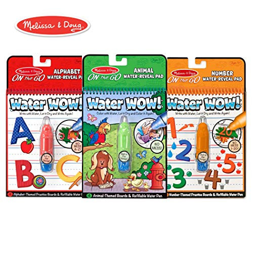 Melissa & Doug Water Wow! Reusable Color with Water On the Go Activity Pad 3-Pack, Animals, Alphabet, Numbers (Renewed) Melissa & Doug Water Wow! Reusable Color with Water On the Go Activity Pad 3-Pack, Animals, Alphabet, Numbers (Renewed)
