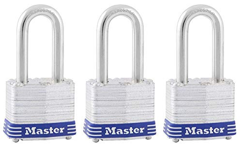 Master Lock Padlock, Laminated Steel Lock, 1-9/16 in. Wide, 3TRILF (Pack of 3-Keyed Alike), 3 Pack 3 Piece (Renewed)