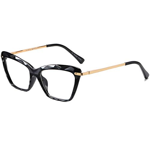 HILBALM Blue Light Blocking Glasses Women Computer Eyeglasses Cat Eye Ashley Metal Frame Glasses (Black Frame/Anti-Blue Light Lens)