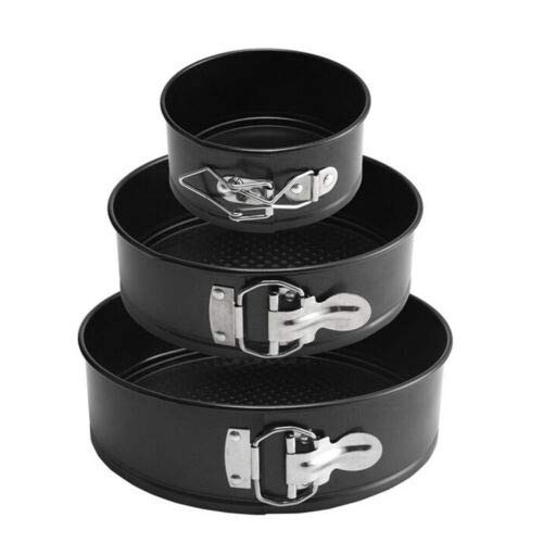 3PCS (4"/7"/9") Non-stick Springform Pan Set Cheesecake Pan Removable Bottom Leakproof Round Cake Baking Pans Set (4/7/9, Grey)