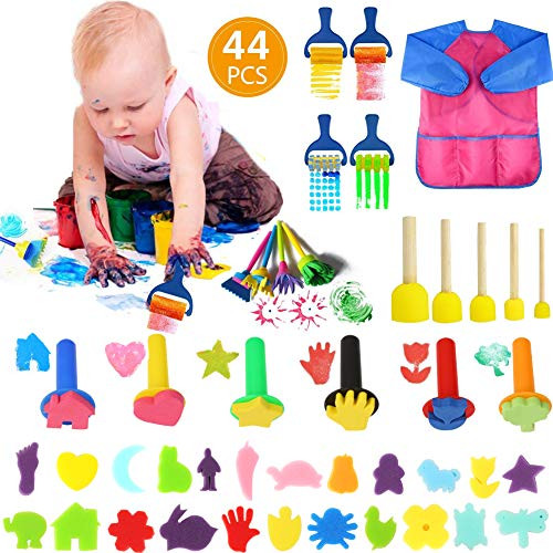 44PCS Kids Washable Painting Sponge Brushes Kit, Early Learning DIY Art Craft Sponge Paint Brush Washable Mini Flower Craft Painting Shapes Stamps Drawing Tools for Kids Toddlers Art Supplies Gifts 44PCS Kids Washable Painting Sponge Brushes Kit, Early Learning DIY Art Craft Sponge Paint Brush Washable Mini Flower Craft Painting Shapes Stamps Drawing Tools for Kids Toddlers Art Supplies Gifts