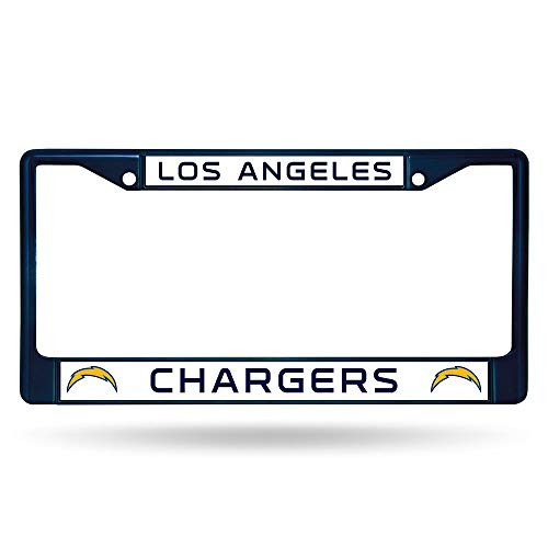 NFL Rico Industries Standard Chrome License Plate Frame, Los Angeles Chargers - Navy NFL Rico Industries Standard Chrome License Plate Frame, Los Angeles Chargers - Navy