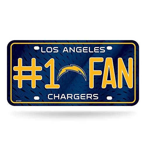 NFL Rico Industries #1 Fan Metal License Plate Tag, Los Angeles Chargers