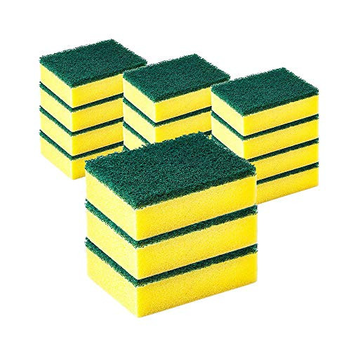 CAM2 Cleaning Scrub Sponges 15 Pack, Non-Scratch, Heavy Duty Scrubbing Sponges for Kitchen, Dishes, Bathroom, Car Wash