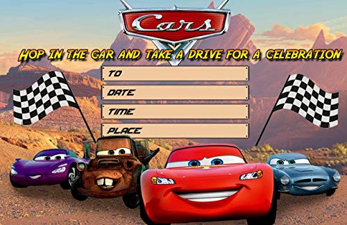 Cars Invitation Cards  20 Fill-in Invites for Kids Birthday Bash and Theme Party, 10X15 cm, Postcard Style