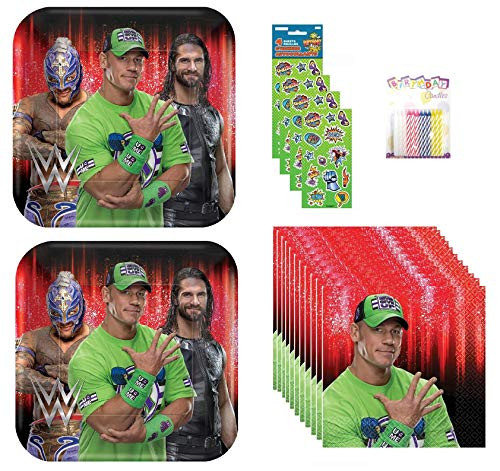 Lobyn Value Pack WWE Party Plates and Napkins Serves 16 With Birthday Candles Lobyn Value Pack WWE Party Plates and Napkins Serves 16 With Birthday Candles