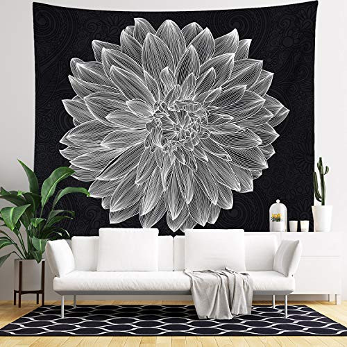 Wall Hanging Tapestry - Living Room Decor - Home Decor - Home Wall Art - Large Tapestries for Bedroom, College & Dorm (Black and White Flower Tapestry) Wall Hanging Tapestry - Living Room Decor - Home Decor - Home Wall Art - Large Tapestries for Bedroom, College & Dorm (Black and White Flower Tapestry)