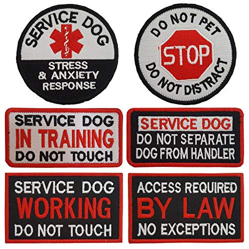 Lightbird 6 PCS Service Dog in Training/Working/Stress & Anxiety Response Embroidered Hook & Loop Morale Patches