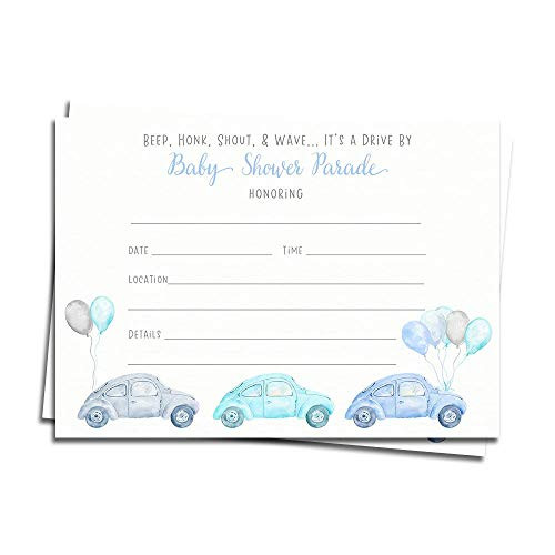 Drive by Baby Shower Fill in The Blank Invitation Parade VW Invites Baby Boys It's a Boy Light Blue Pastel Bug Watercolor Social Distancing Cards (15 Count) Drive by Baby Shower Fill in The Blank Invitation Parade VW Invites Baby Boys It's a Boy Light Blue Pastel Bug Watercolor Social Distancing Cards (15 Count)