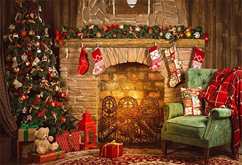 OFILA Christmas Backdrop 5x3ft Photography Background Xmas Tree Decoration Gifts Sofa Fireplace Socks Festival Celebration Children Kids Portraits Photos Video Studio Props