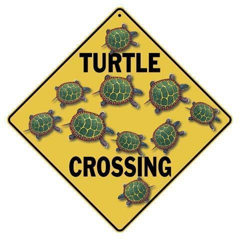 BESTWD Turtle Crossing 12" X 12" Iron Sign