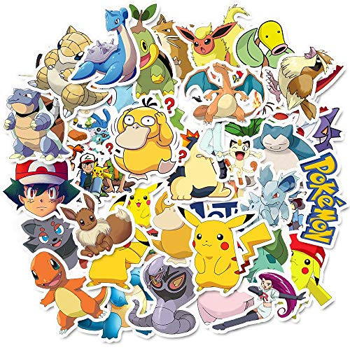 Pokemon Stickers for Water Bottles, | Big 46-Pack | Cute,Waterproof,Aesthetic,Trendy Stickers for Teens,Girls,Perfect for Laptop,Hydro Flask,Phone,Skateboard,Travel| Extra Durable Vinyl (Pokemon)