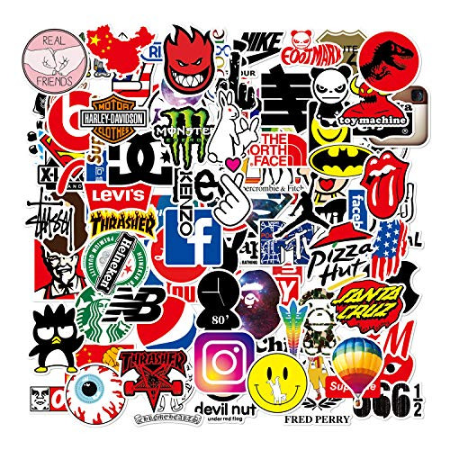 100 Pcs Fashion Brand Stickers Brand Decals for Water Bottle Hydro Flask Laptop Luggage Car Bike Bicycle Waterproof Vinyl Stickers Pack