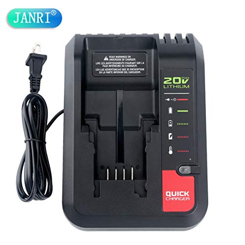 JANRI 20V Charger PCC692L PCC691L for Porter Cable 20V MAX Lithium Ion Battery PCC680L PCC681L PCC682L PCC685L PCC685LP PCC699L Black+Decker LBXR20 LBXR2020 LB2X4020-OPE