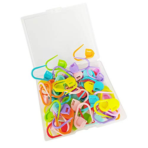 Stitch Markers 60 Pcs Crochet Stitch Markers Knitting Crochet Locking Stitch Markers Colorful Crochet Stitch Needle Clip Counter with Storage Box 10 Colors