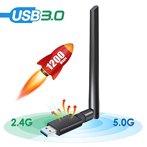 USB 3.0 WiFi Adapter 1200Mbps Wireless Network WiFi Dongle for PC Desktop Laptop with 5dBi Dual Band Antenna, Support WinXP/7/8/10/vista, Mac10.4-10.14, Linux