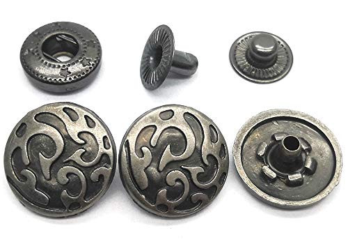ZLYY 10 Set Black Leather Snap Fasteners Kit, Metal Button Snaps Press Studs, Leather Snaps for Clothes, Jackets, Jeans Wears, Bracelets, Bags