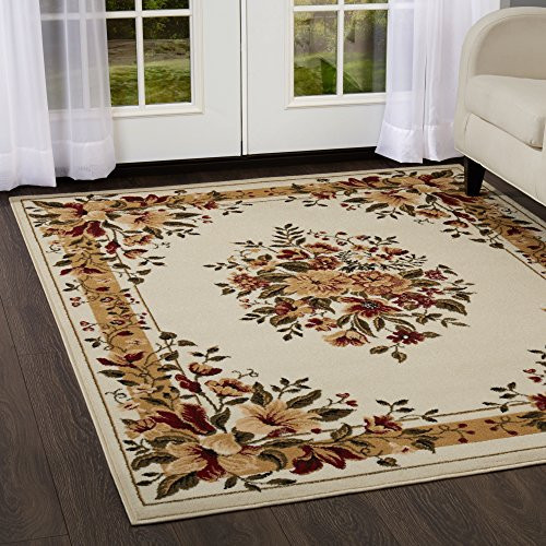 Home Dynamix Optimum Caspian Runner Area Rug, 1'9" x7'2, Traditional Medallion Floral, Ivory/Burgundy/Yellow